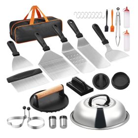 VEVOR 28PCS Griddle Accessories Kit, Flat Top Grill Accessory, Enlarged Spatula Gift Set, Stainless Steel Grilling Tools with Basting Cover, Tong