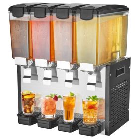 VEVOR Commercial Beverage Dispenser, 4 Tanks 10 L / 10.6 QT Per Tank Juice Dispenser