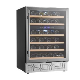 VEVOR Wine Cooler, 46 Bottle Dual Zone Wine Fridge, Built-in & Freestanding Fridge with Glass Door, Adjustable Shelves, Digital Temperature Contr