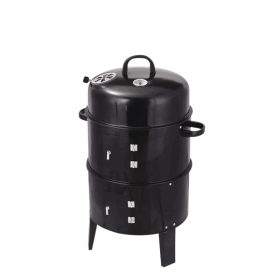 Outdoor double-layer grill, charcoal wood fired braising and smoking stove