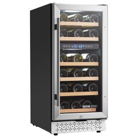 VEVOR Wine Cooler, 28 Bottle Dual Zone Wine Fridge, Mini Wine Cooler Refrigerator with Glass Door, Adjustable Shelves, Digital Temperature Contro
