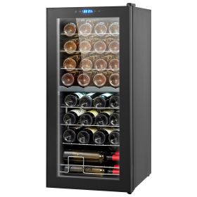 VEVOR 32-Bottle Wine Cooler, Dual Zone & Dual Temperature Wine Fridge, Freestanding Refrigerator with Digital Control
