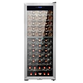 VEVOR 80-Bottle Wine Cooler, Dual Zone & Dual Temperature Wine Fridge, Freestanding Refrigerator with Circulating Air-cooling and Digital Control