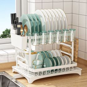 Kitchen double drain rack (Color: White)
