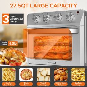 27.5QT 6-in-1 Air Fryer Toaster Oven Dropdown-Door 6-Slice Countertop Convection Oven for Air Frying, Baking, Roasting, Broiling & Grilling, 1600 (Model Number: StainlessATS-25K3)